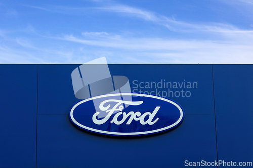 Image of Ford Motor Company Logo And Clear Sky