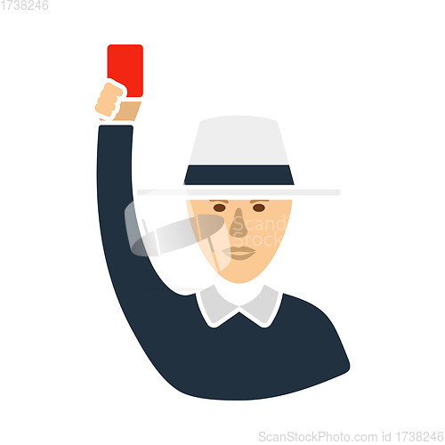 Image of Cricket Umpire With Hand Holding Card Icon