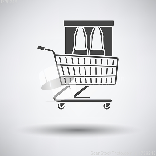 Image of Shopping Cart With Shoes In Box Icon