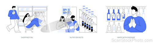 Image of Food shopping isolated cartoon vector illustrations se