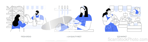 Image of Buying groceries isolated cartoon vector illustrations se