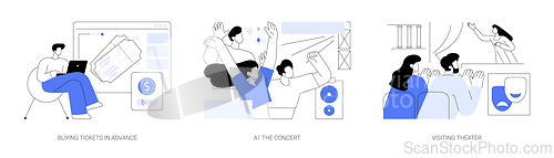 Image of Nighttime leisure activities together isolated cartoon vector illustrations se