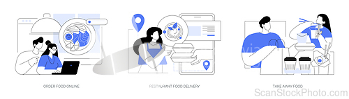 Image of Buying food online isolated cartoon vector illustrations se