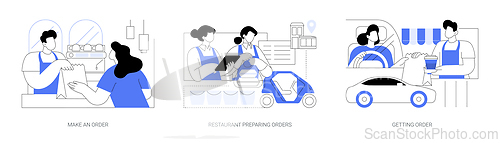 Image of Curbside pickup at a restaurant isolated cartoon vector illustrations se