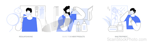 Image of Men self-care isolated cartoon vector illustrations se