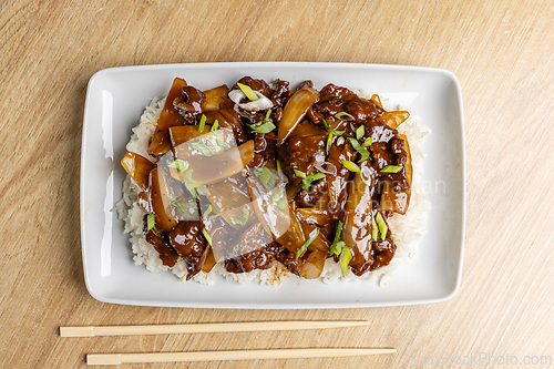 Image of Delicious plate of mongolian beef