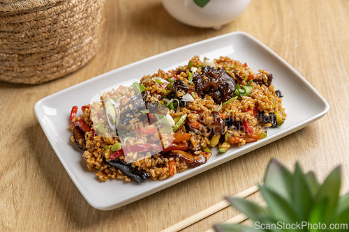 Image of Appetizing fried rice with vegetables