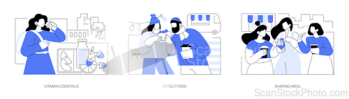 Image of Eating out isolated cartoon vector illustrations se