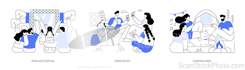Image of Urban summer weekend isolated cartoon vector illustrations se