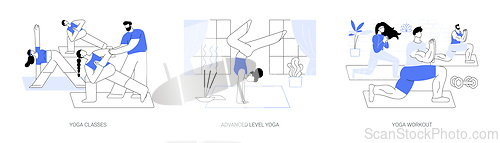 Image of Yoga activities isolated cartoon vector illustrations se