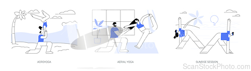 Image of Yoga types isolated cartoon vector illustrations se