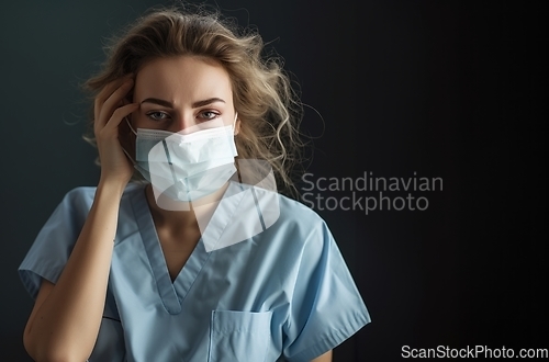 Image of A weary doctor, adorned with a medical mask, reflects the exhaustion from relentless healthcare challenges.