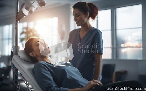 Image of A compassionate nurse tends to an elderly person in a wheelchair, providing dedicated healthcare support and comfort