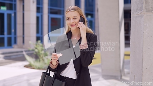 Image of Professional Woman Talking on Phone Outdoors