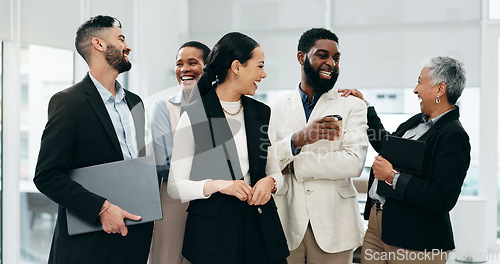 Image of Corporate, business people and face with management, teamwork and diversity in office. Collaboration, executive consultants and group portrait with leadership, solidarity and workforce confidence