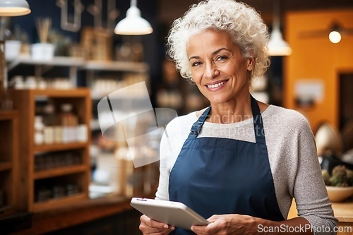 Image of Senior Small Business Owner Managing Shop Inventory
