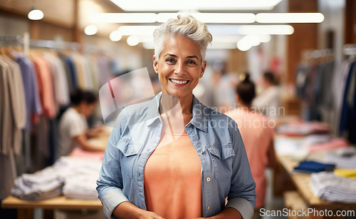 Image of Senior Woman Shopping in Clothing Store