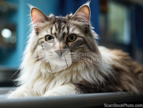 Image of Majestic Maine Coon Cat Lounging in a Home Setting
