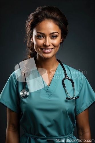 Image of Professional Healthcare Worker in Scrubs with Stethoscope