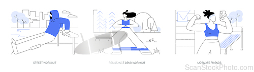 Image of Fitness training isolated cartoon vector illustrations se