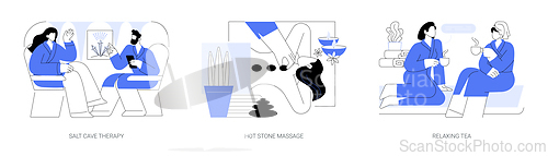Image of Wellness and spa rituals isolated cartoon vector illustrations se
