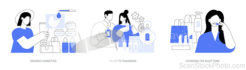 Image of Buying cosmetics isolated cartoon vector illustrations se
