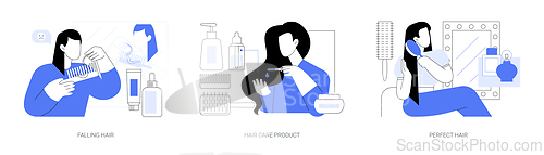 Image of Hair care isolated cartoon vector illustrations se