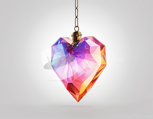 Image of Transparent colorful heart as a symbol of love hanging on a chai