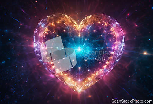 Image of Abstract cosmic heart on a space background