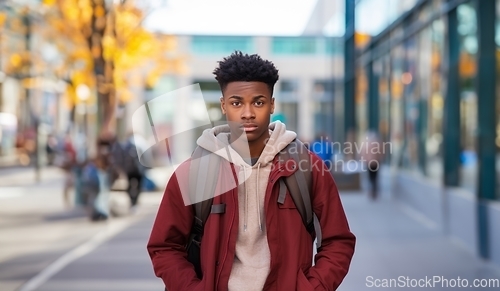 Image of An African American student passionately engages in photography, capturing moments that reflect the vibrant diversity and creative spirit within the academic environment