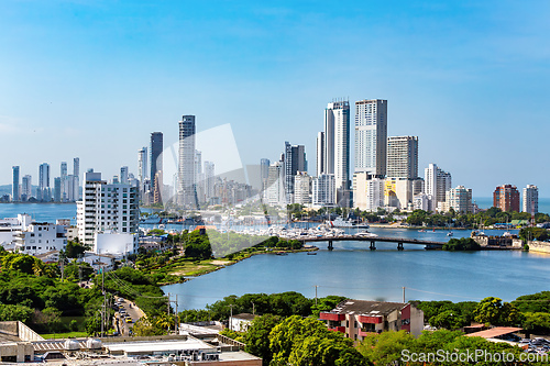 Image of Urban skyline of Cartagena de Indias city on the Caribbean coast of Colombia