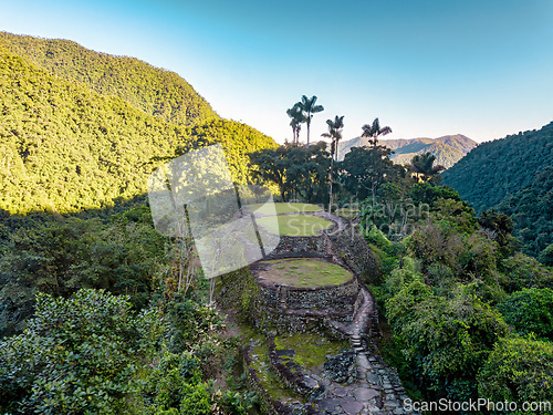 Image of Ciudad Perdida, ancient ruins in Sierra Nevada mountains. Santa Marta, Colombia wilderness