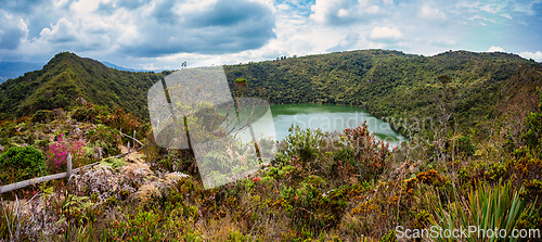 Image of Lake Guatavita (Laguna Guatavita) located in the Colombian Andes. Cundinamarca department of Colombia