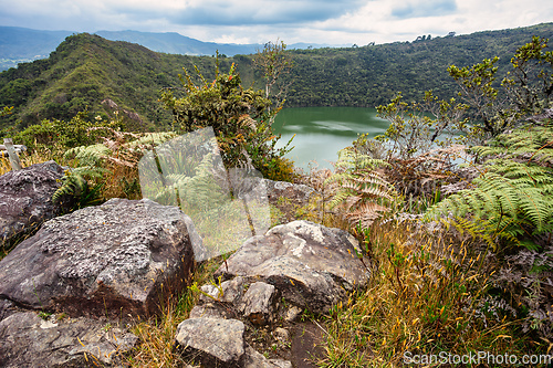 Image of Lake Guatavita (Laguna Guatavita) located in the Colombian Andes. Cundinamarca department of Colombia