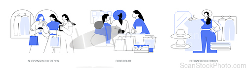 Image of Shopping mall day isolated cartoon vector illustrations se