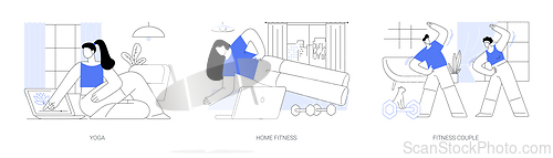 Image of Home workout isolated cartoon vector illustrations se