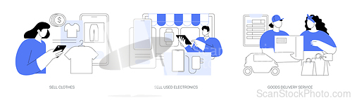 Image of Online flea market isolated cartoon vector illustrations se