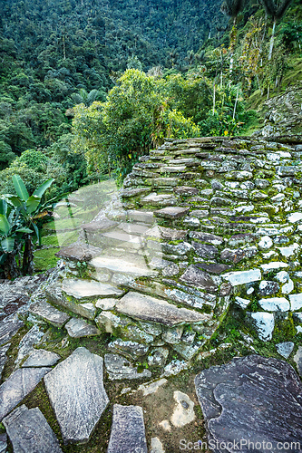 Image of Ciudad Perdida, ancient ruins in Sierra Nevada mountains. Santa Marta, Colombia wilderness