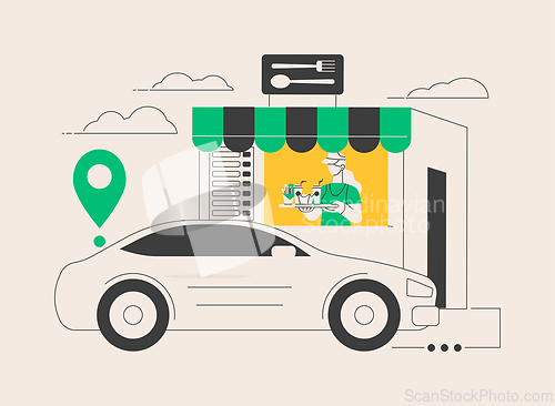 Image of Drive-in restaurant abstract concept vector illustration.