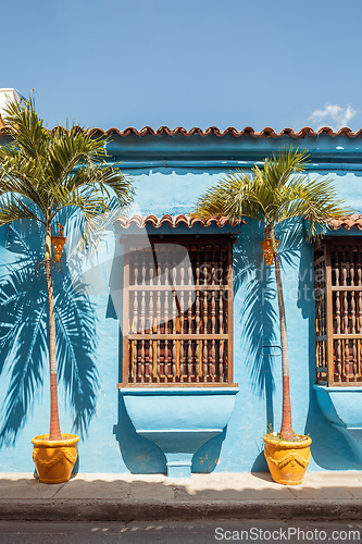 Image of Heritage town Cartagena de Indias, beautiful colonial architecture in most beautiful town in Colombia.