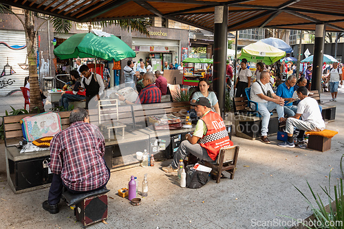 Image of Street view of daily life of ordinary in people in Medellin, Antioquia department Colombia