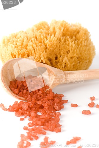 Image of natural sponge and bath salt