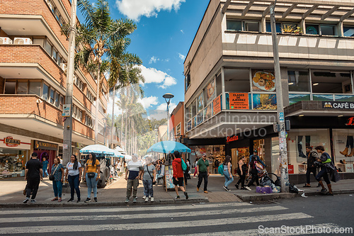 Image of Street view of daily life of ordinary in people in Medellin, Antioquia department Colombia