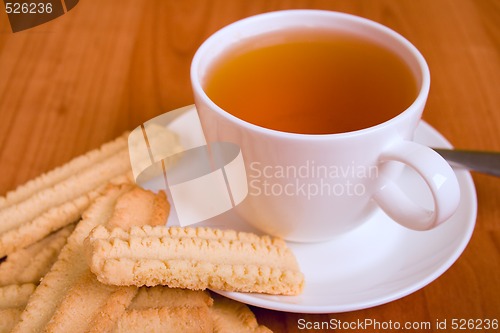 Image of cup of tea and some cookies