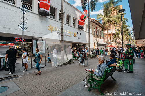 Image of Street view of daily life of ordinary in people in Medellin, Antioquia department Colombia