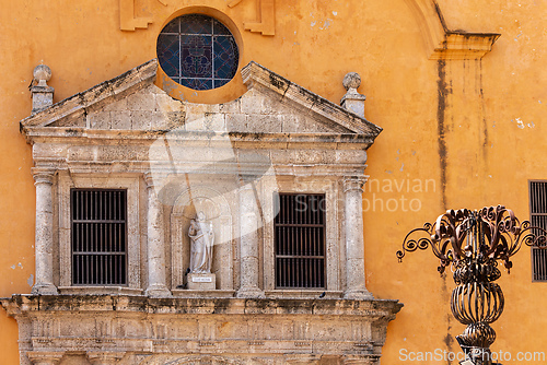 Image of Church Iglesia de San Pedro Claver, colonial buildings located in Cartagena de Indias, in Colombia