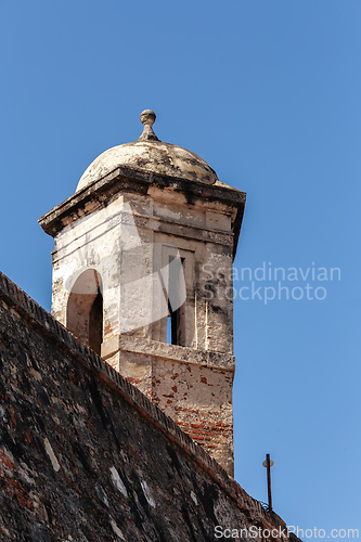 Image of Castle Fortress San Felipe de Barajas Fort, Cartagena de Indias, Caribbean coast of Colombia.