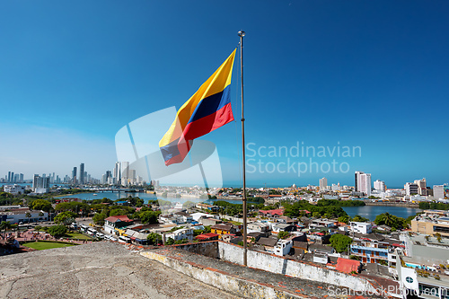 Image of Urban skyline of Cartagena de Indias city on the Caribbean coast of Colombia