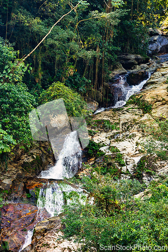 Image of Small waterfall in Sierra Nevada mountains, Colombia wilderness landscape.