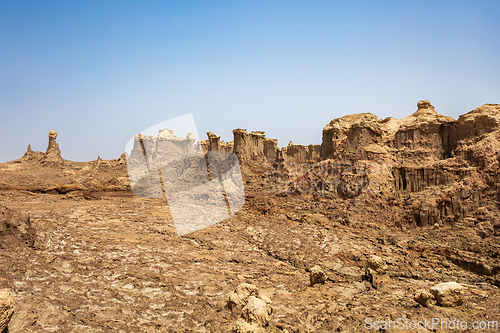 Image of Rock city in Danakil depression, geological landscape Ethiopia, Horn of Africa
